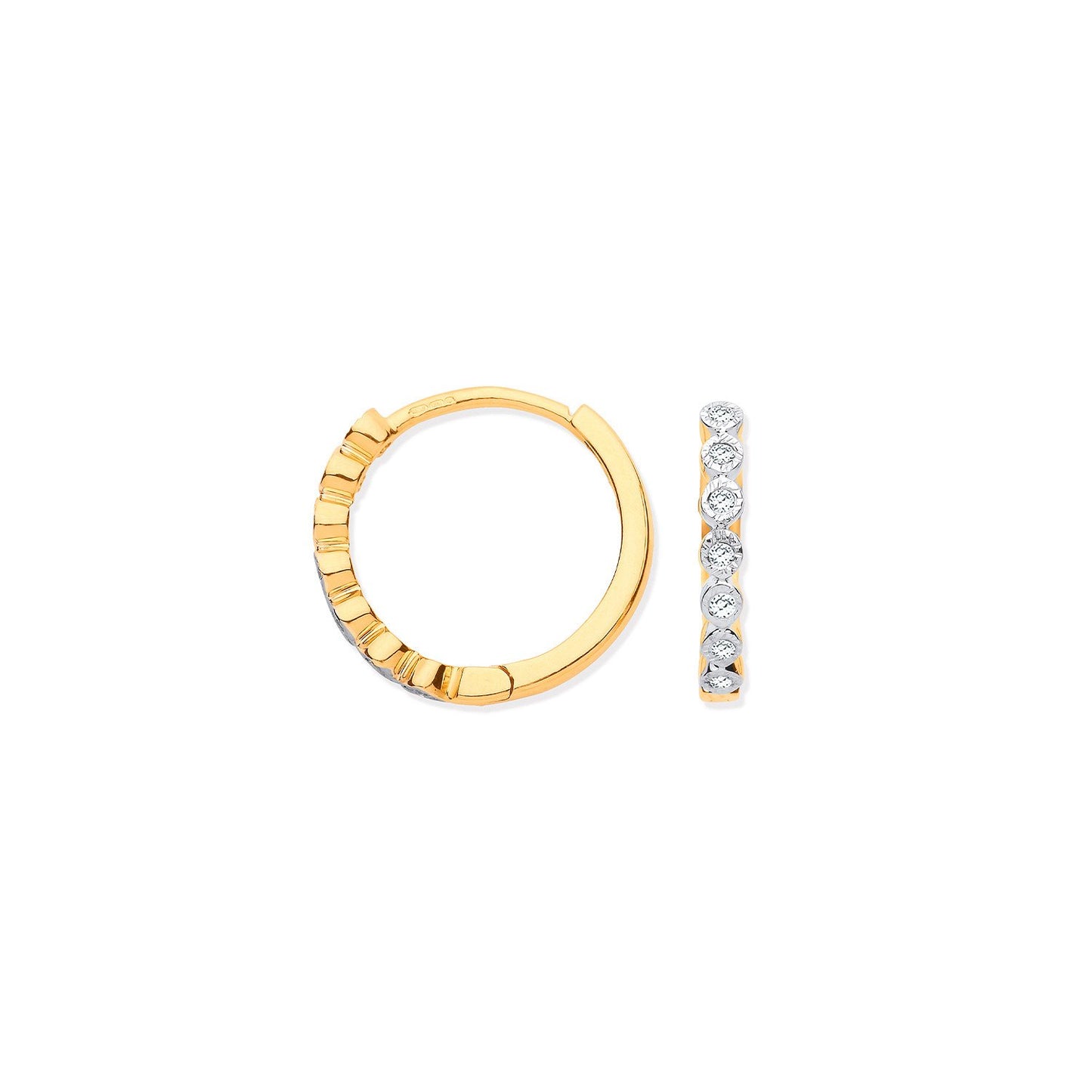 9ct Yellow Gold Round 0.10ctw Diamond Hoops (HNN-05470F)