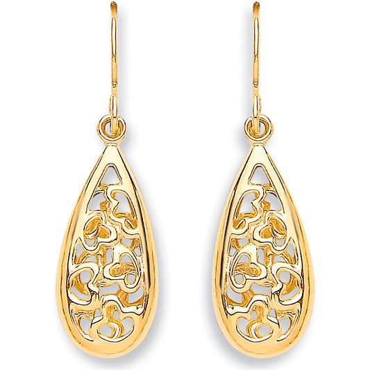 Yellow Gold Hook Oval Drop Earrings