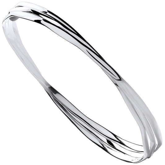 Silver Russian Faceted Ladies Bangle