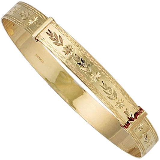 Yellow Gold Maiden Diamond Cut Slave Bangle