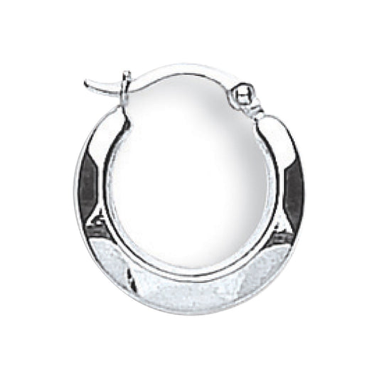 White Gold 14mm Hammered Round Huggies
