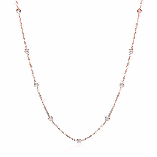 Rose Coated Rubover 11 Cubic Zirconias Necklace 18"