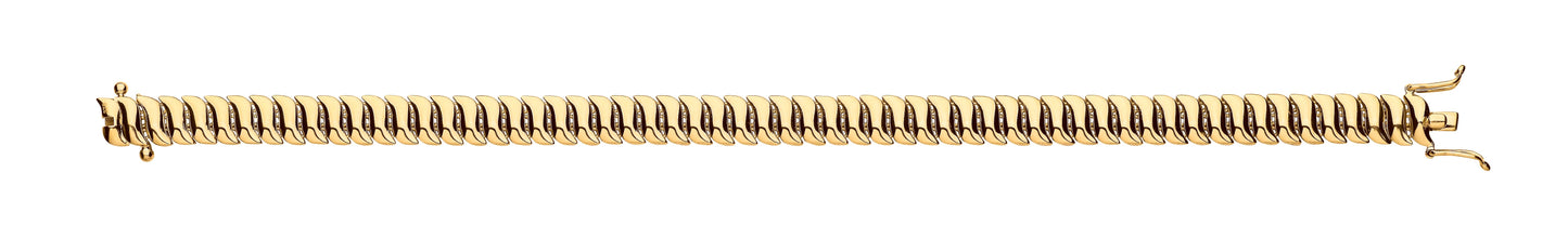 Yellow Gold Ribbed 7mm Omega Snake Necklace/Bracelet
