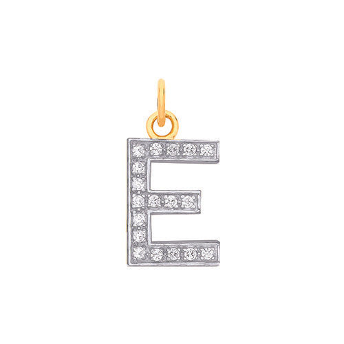 Yellow Gold Medium Cubic Zirconia Initial Pendants