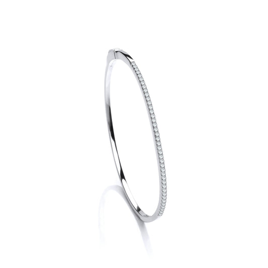 Silver Cubic Zirconia J-Jaz Bangle