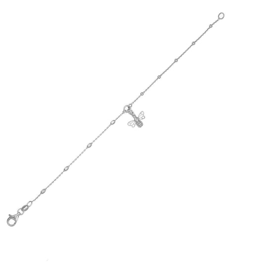 Silver Bumble Bee Anklet