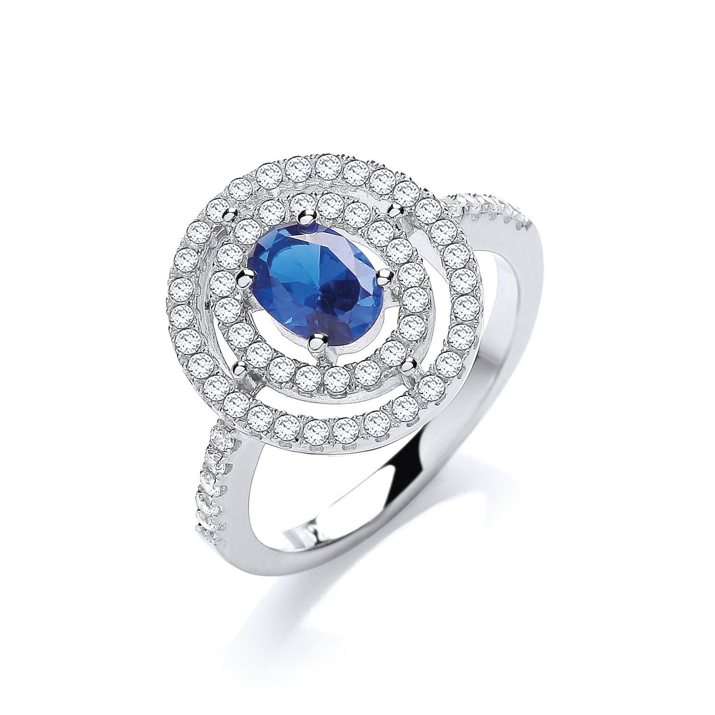 Micro Pave Sapphire/White Cubic Zirconia Ring