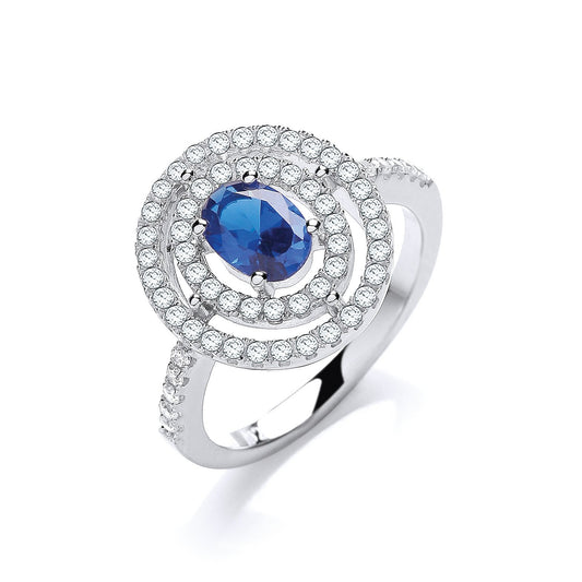 Micro Pave Sapphire/White Cubic Zirconia Ring