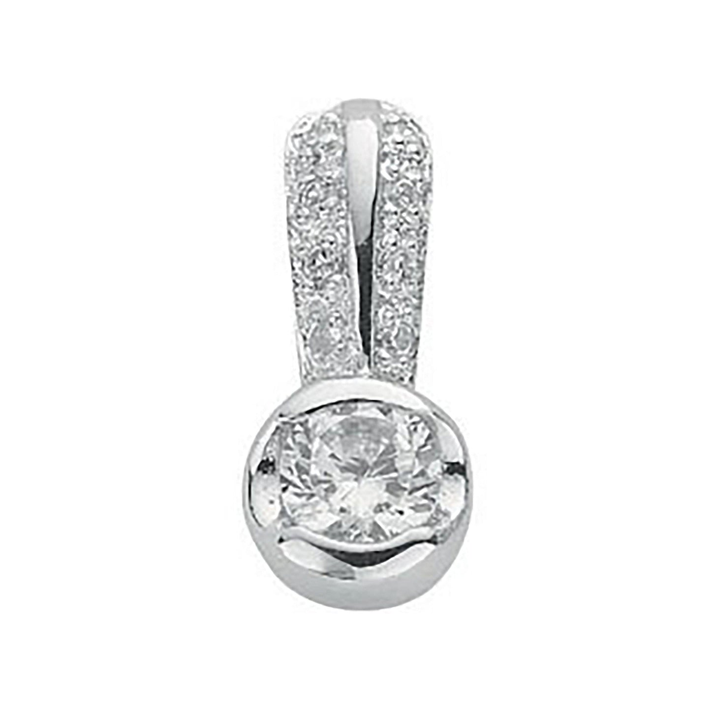 Silver Rubover Set Cubic Zirconia Single Stone Pendant - 1.8g