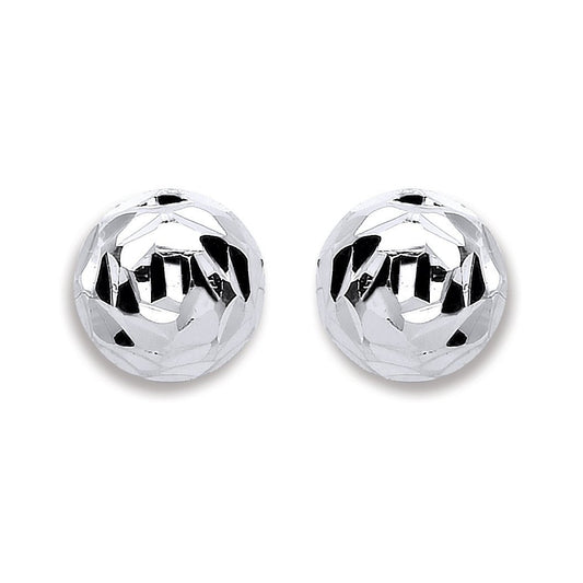 Silver 8mm Disco Half Ball Earrings