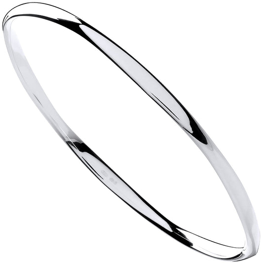 Silver Faceted Ladies Bangle
