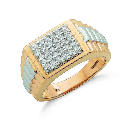 9ct Yellow Gold 0.50ct Fancy Link Gents Diamond Ring - 12.1mm