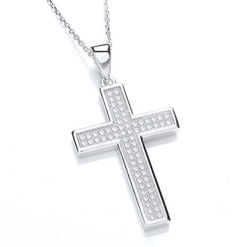 Micro Pave Cross with Chain - 20mm