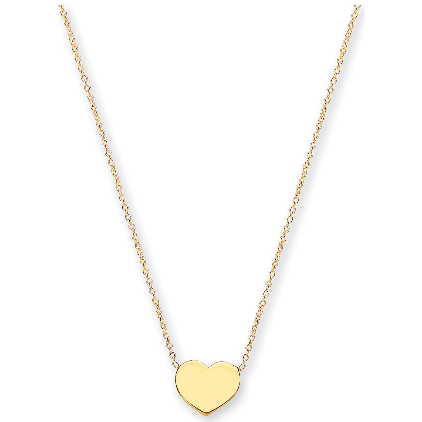 Yellow Gold Rolo Chain, Heart, Adjustable from 18" to 16"/17"