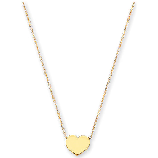 Yellow Gold Rolo Chain, Heart, Adjustable from 18" to 16"/17"