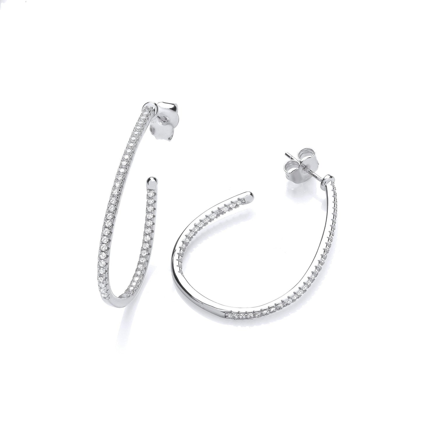 Half Hoop, Teardrop Cubic Zirconia Earrings