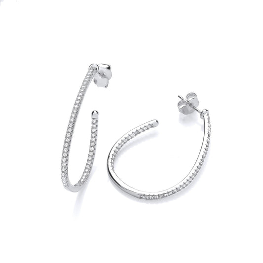 Half Hoop, Teardrop Cubic Zirconia Earrings