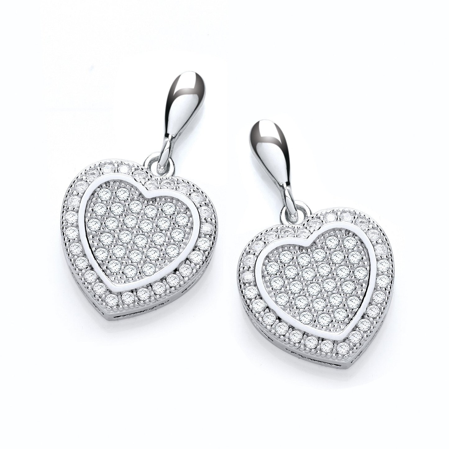 Micro Pave Heart Drop Earring