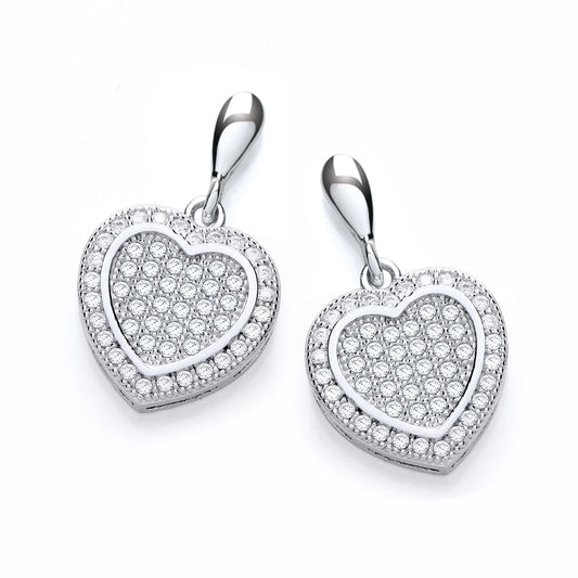 Micro Pave Heart Drop Earring