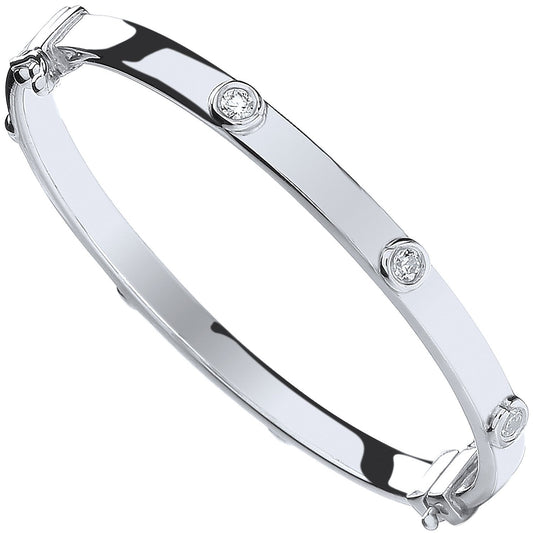 Silver Baby Cubic Zirconia Bangle - 3.9mm