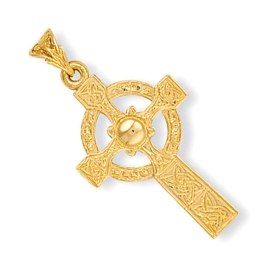 Yellow Gold Engraved Casted Cross - 20.5mm