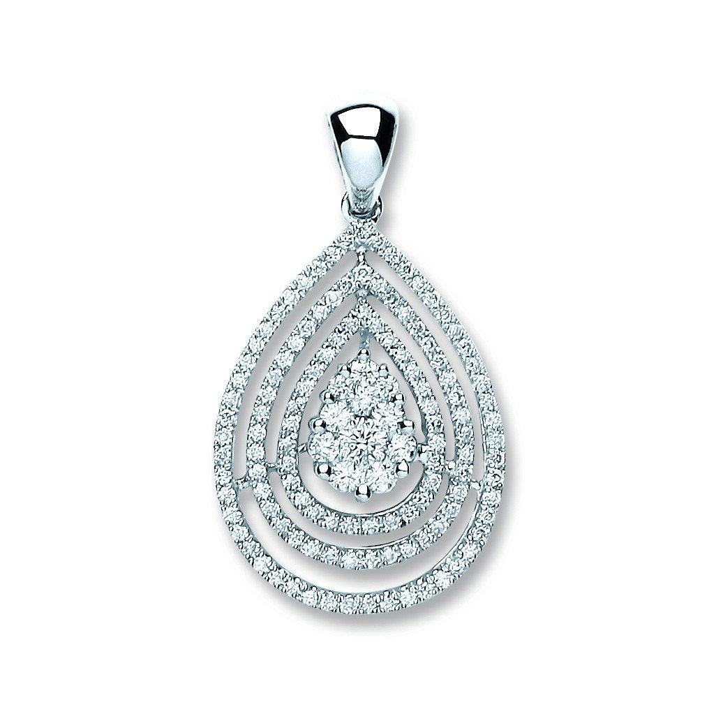 18ct White Gold 0.60ct Diamond Drop Pendant (HNN-C645D5)