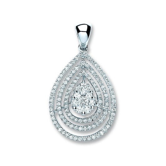 18ct White Gold 0.60ct Diamond Drop Pendant (HNN-C645D5)