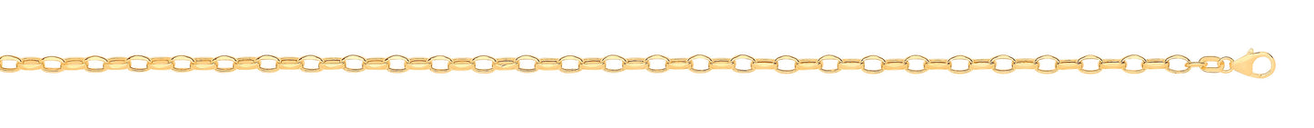 14ct Yellow Gold Hollow Oval Faceted Belcher 3.5mm Chain