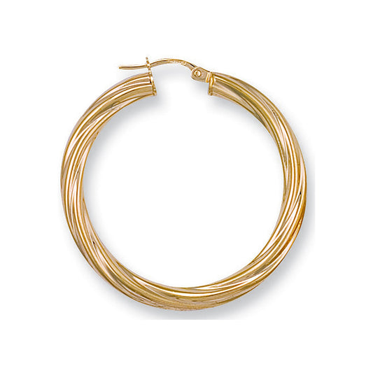 Yellow Gold 37mm Twisted Hoop Earrings - 2.8g
