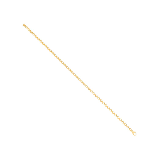 14ct Yellow Gold Hollow Round Diamond Cut Belcher 3.3mm Chain