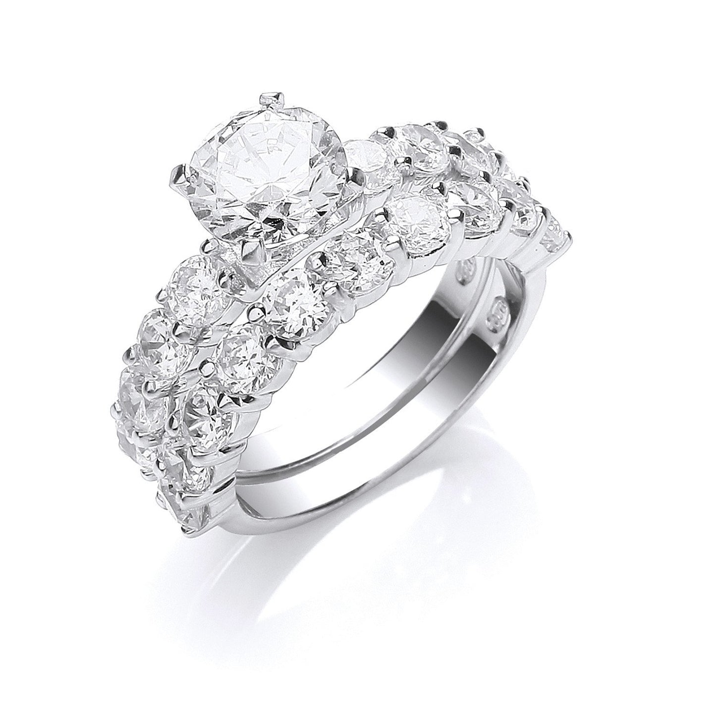 Silver Bridal Set Cubic Zirconia Rings (HNN-FC169C)