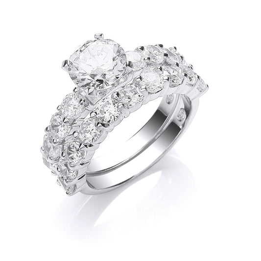 Silver Bridal Set Cubic Zirconia Rings (HNN-FC169C)
