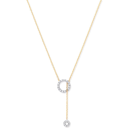 9ct Yellow Gold 0.09ctw Tassel Through Circle of Life Pendant (18in/45cm) Chain