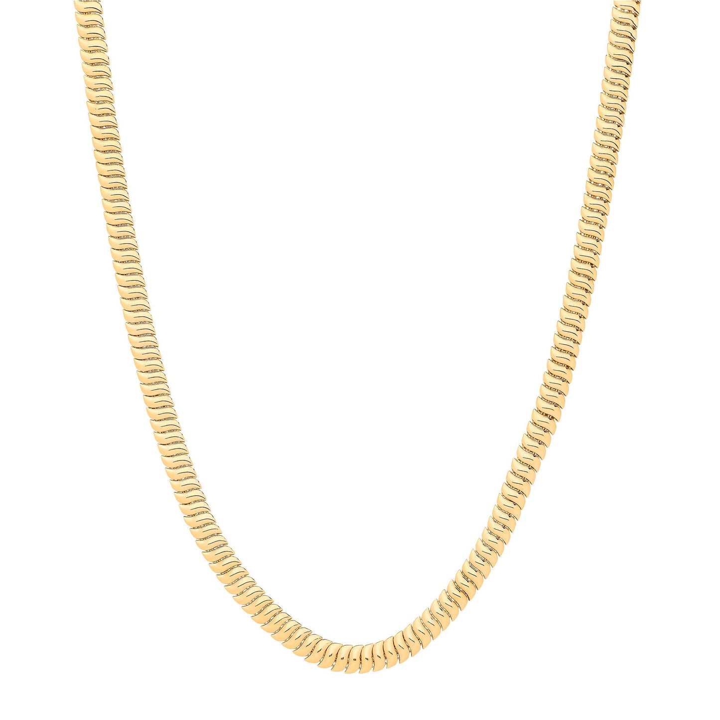 Yellow Gold Ribbed 7mm Omega Snake Necklace/Bracelet
