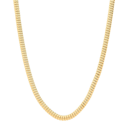 Yellow Gold Ribbed 7mm Omega Snake Necklace/Bracelet
