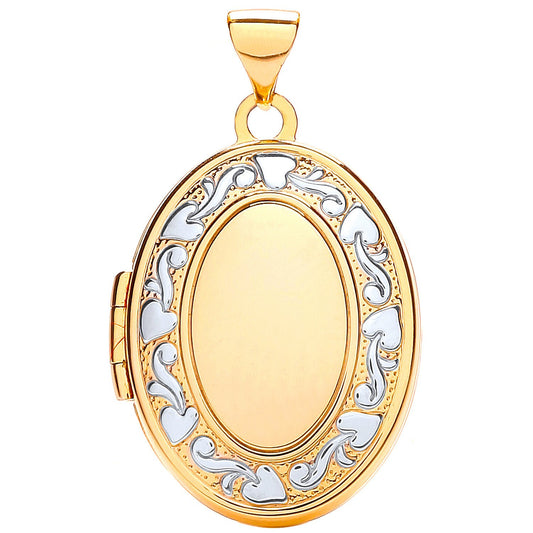 Yellow White Oval Shaped Family Locket (HNN-D1CFCC)