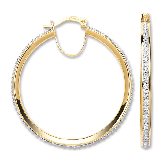 Yellow Gold 40mm Round Crystal Hoop