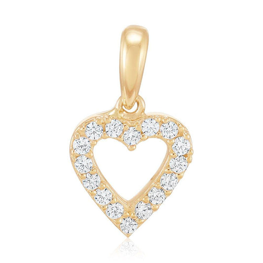 Yellow Gold Cubic Zirconia Heart Pendant - 8.9mm