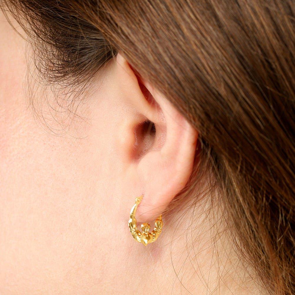 Yellow Gold Claddagh Creoles