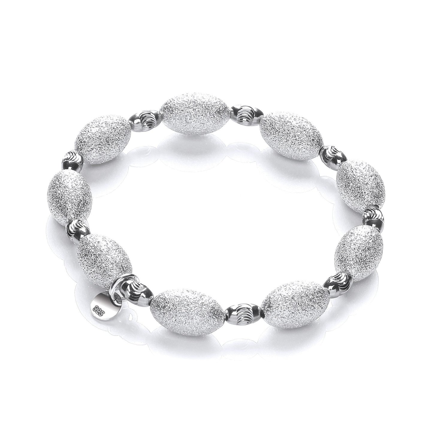 Silver Bracelet with Frosted & Ruthenium Beads