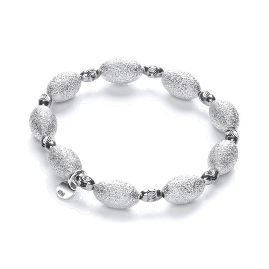 Silver Bracelet with Frosted & Ruthenium Beads