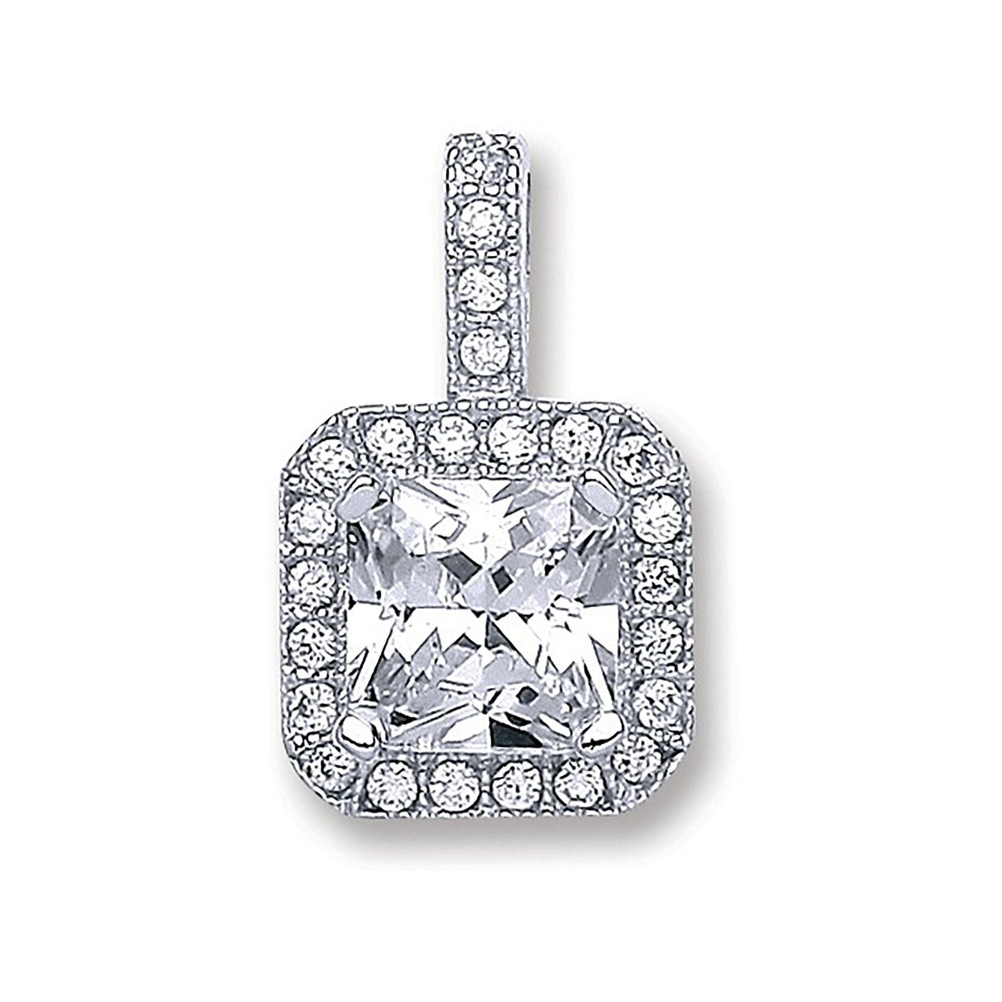 Silver Square Cubic Zirconia Pendant