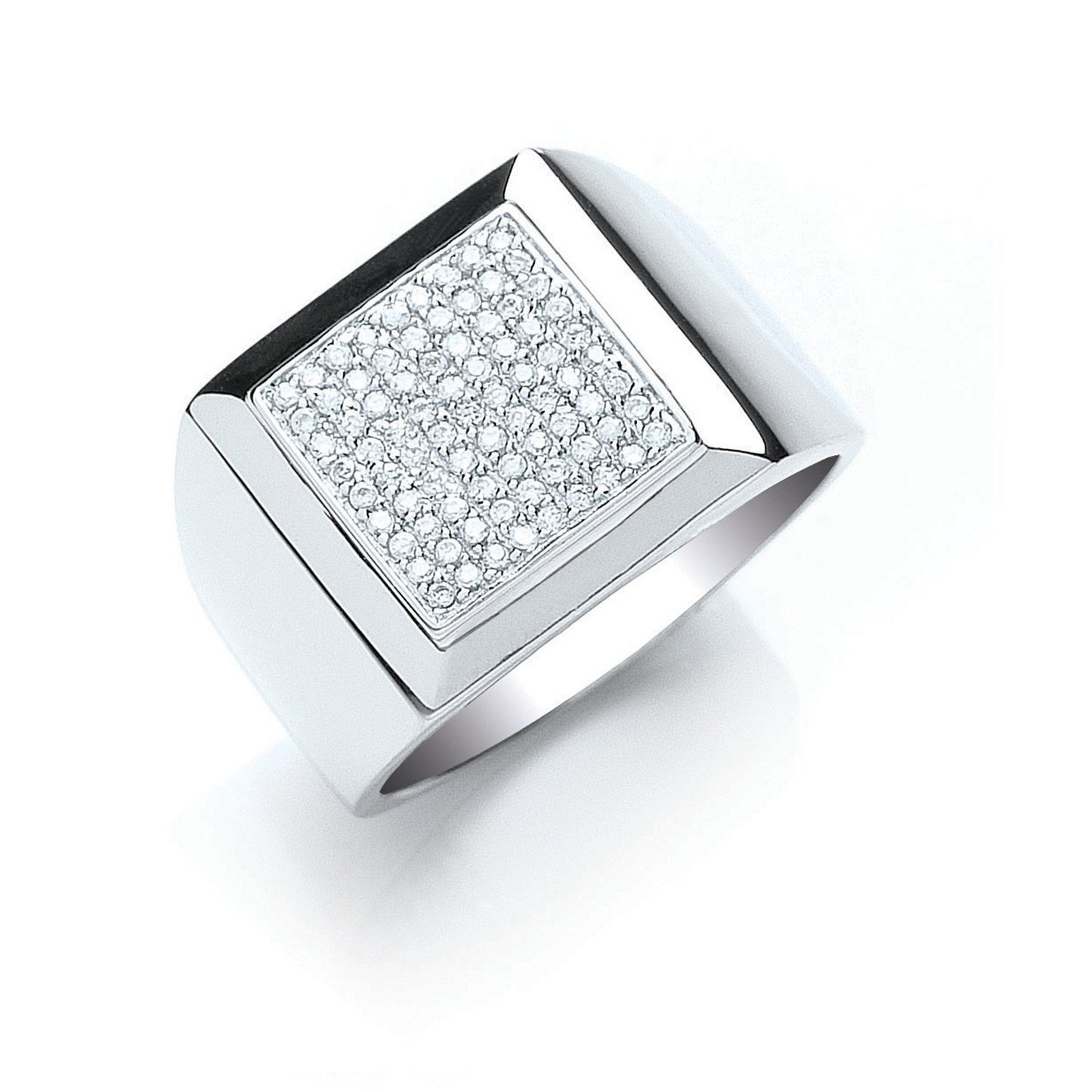 Silver Gents Cubic Zirconia Ring (HNN-050C97)