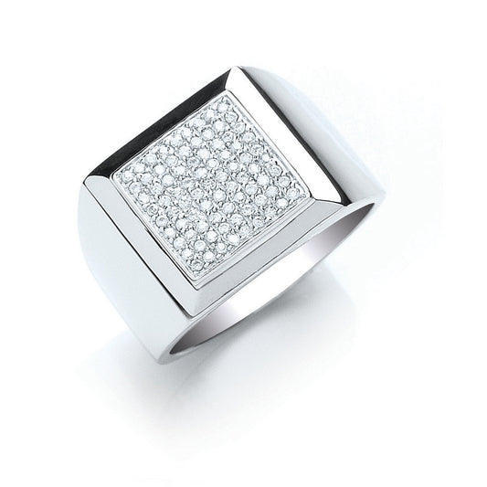Silver Gents Cubic Zirconia Ring (HNN-050C97)