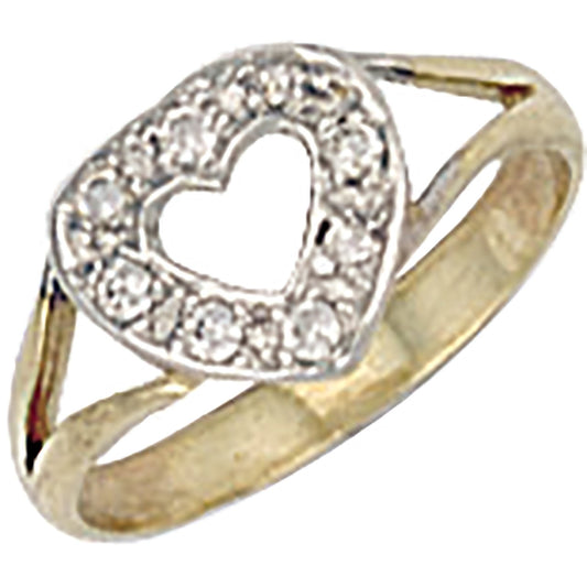 Yellow Gold Cubic Zirconia Heart Baby Ring (HNN-7978A0)