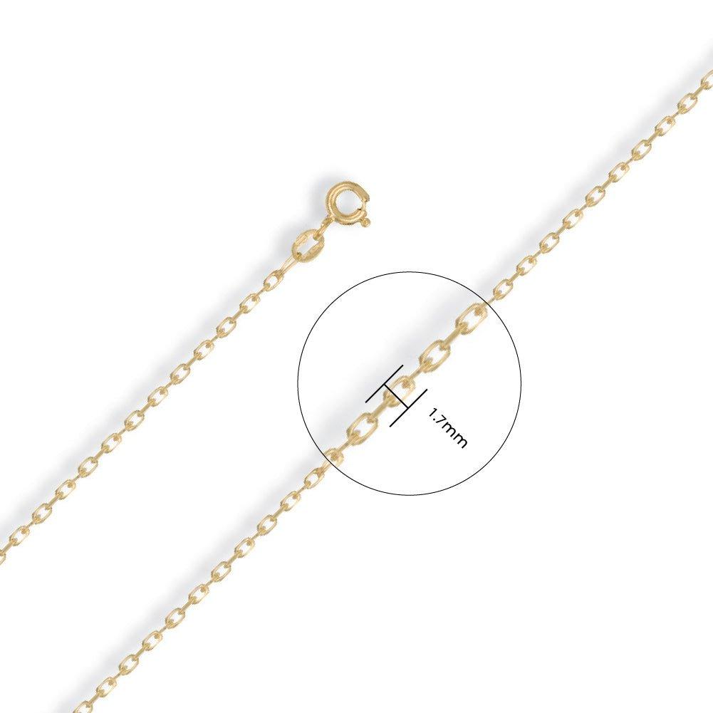 Yellow Gold 1.7mm Diamond Cut Oval Belcher Chain