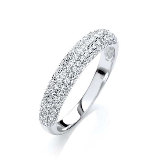 Micro Pave Dome Ring White Cubic Zirconia