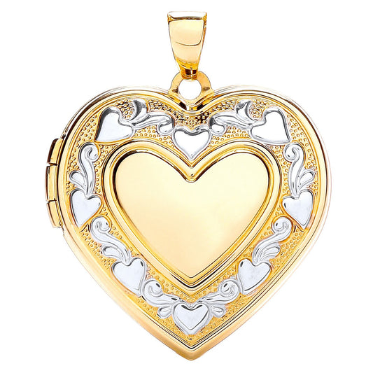 Yellow White Heart Shape Locket with edge design (HNN-184AED)