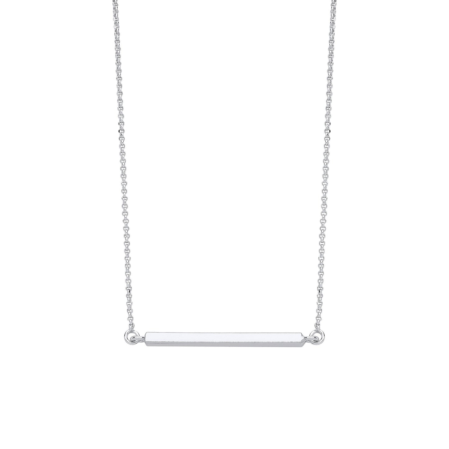 Silver Square Tube Bar Necklace
