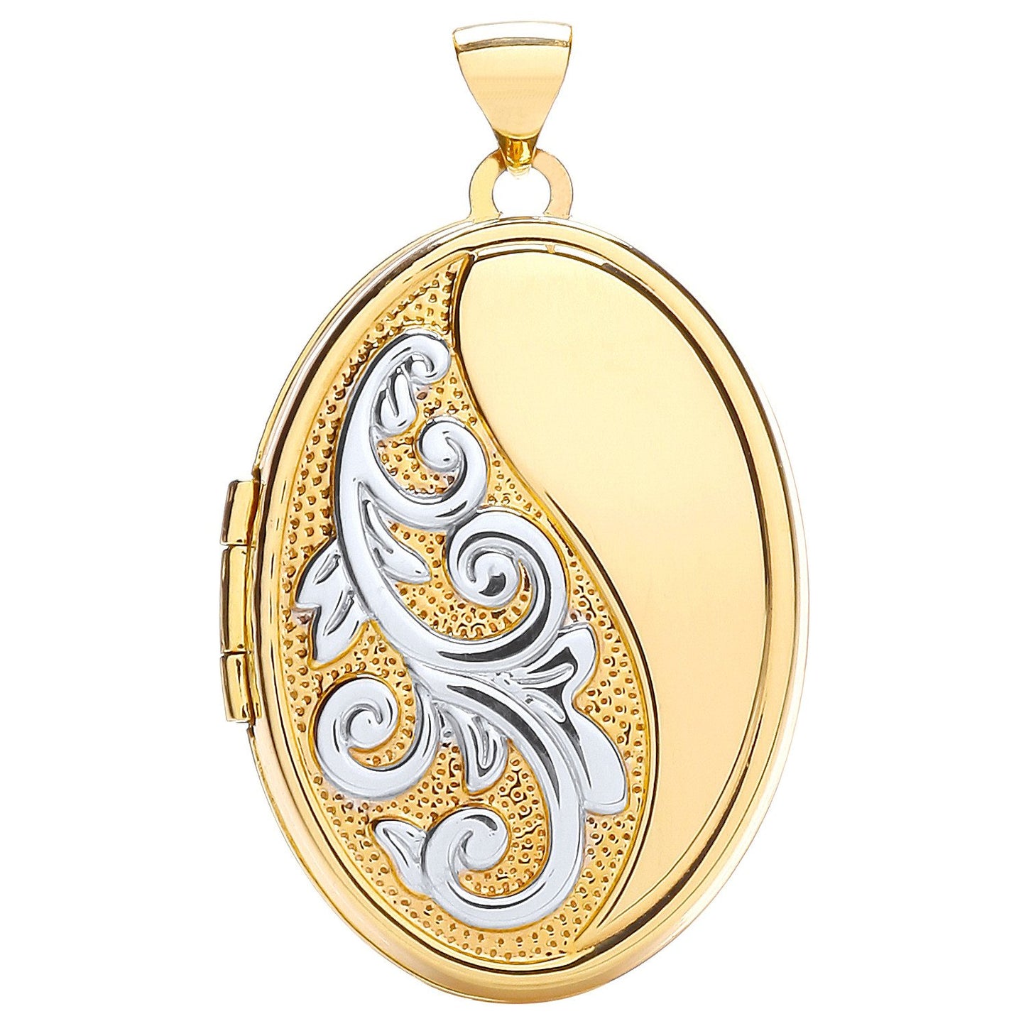 Yellow White Oval Locket with Half Design